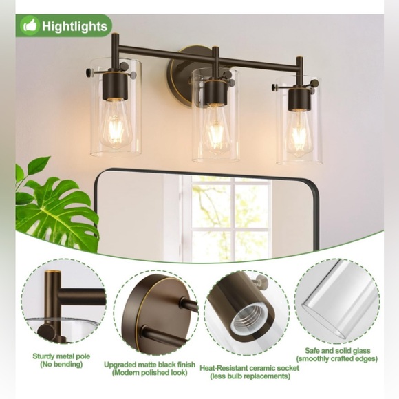 Vanity light , 3-Light Oil-Rubbed Bronze - Picture 3 of 9